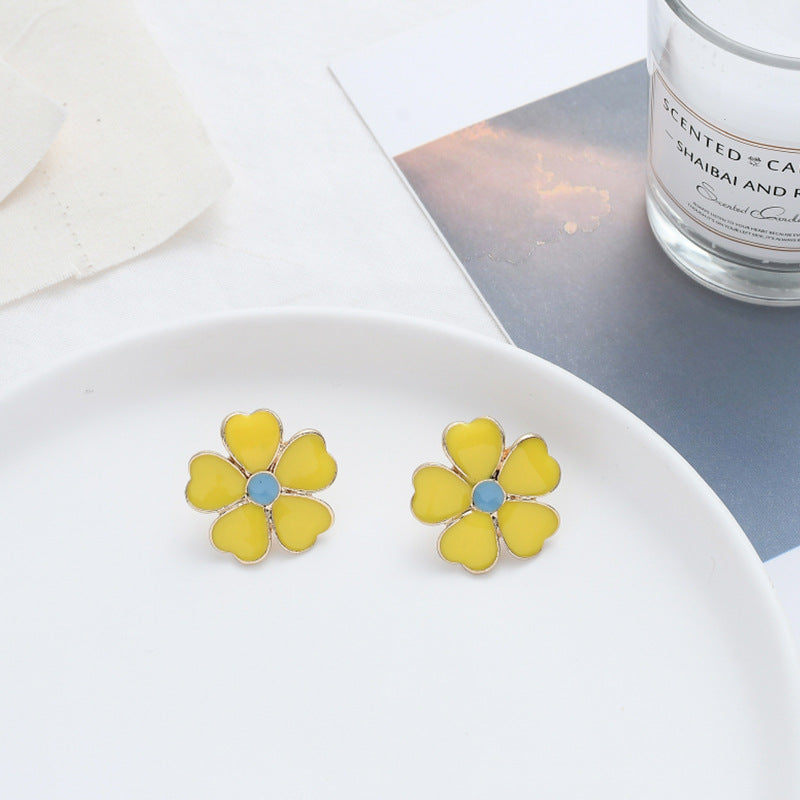 Damen-Ohrringe, frische gelbe Serie, Perlenquaste, schöne Blumen