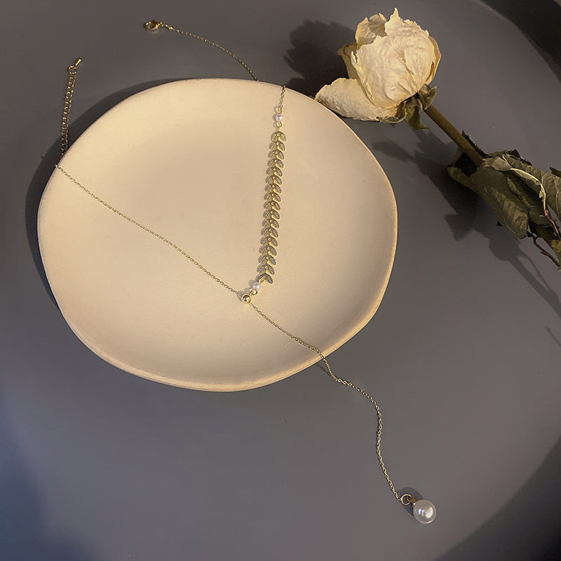 Wheat Pearl Female Simple Cold Style Niche Design Temperament Necklaces