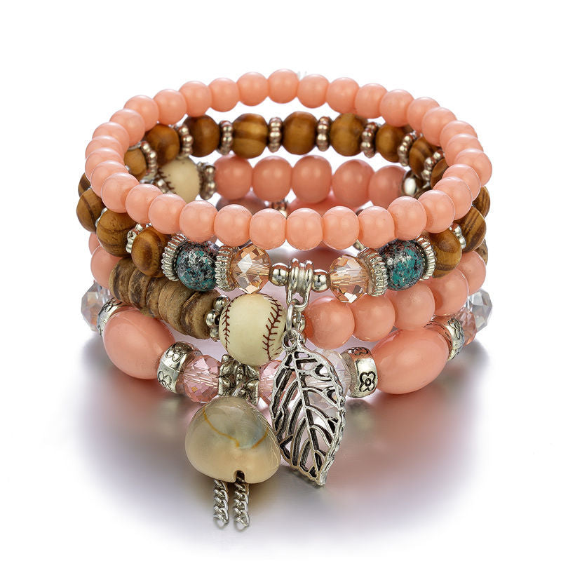 Muschel-Quasten-Set für Damen, Strand-Armbänder aus Holz