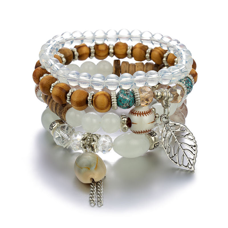 Muschel-Quasten-Set für Damen, Strand-Armbänder aus Holz