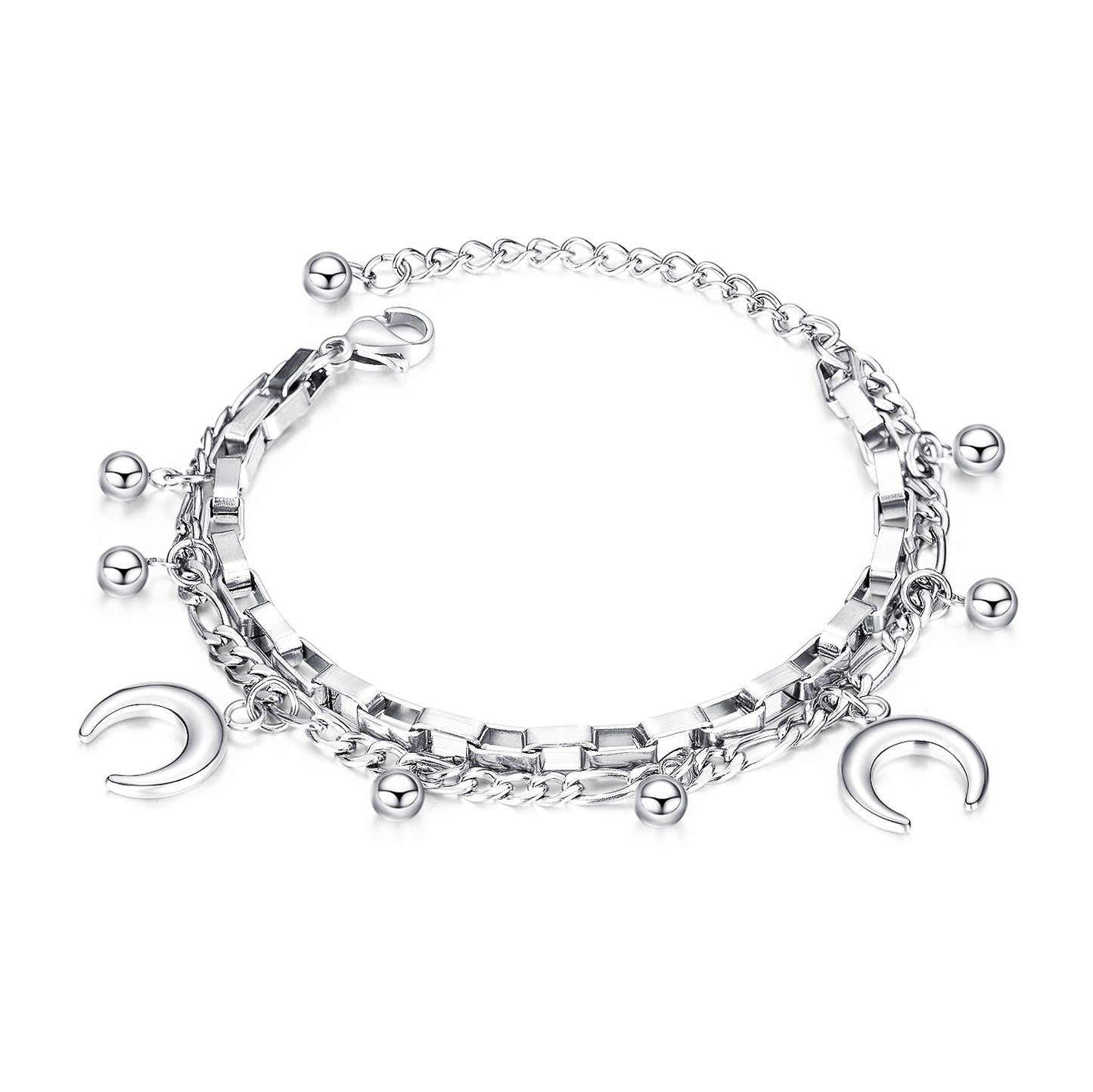 Women's Fashion Stainless Steel Round Beads Love Bracelets