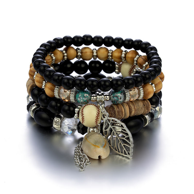 Muschel-Quasten-Set für Damen, Strand-Armbänder aus Holz