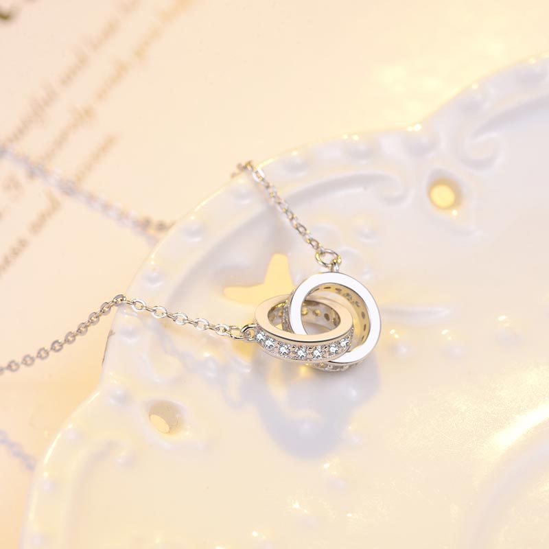 Colliers à double pendentif en argent sterling pour femmes, conception de niche