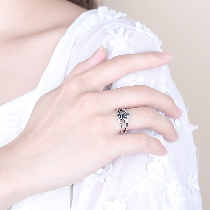 Women's Argent Pur Cross Versatile Korean Style Fashion Retro Rings