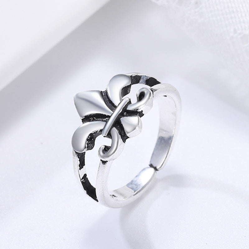 Women's Argent Pur Cross Versatile Korean Style Fashion Retro Rings