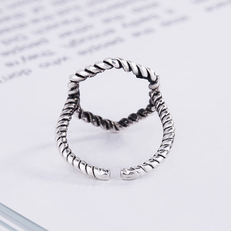 Women's Retro Hexagonal Twist Open-end Adjustable Birthday Gift Rings