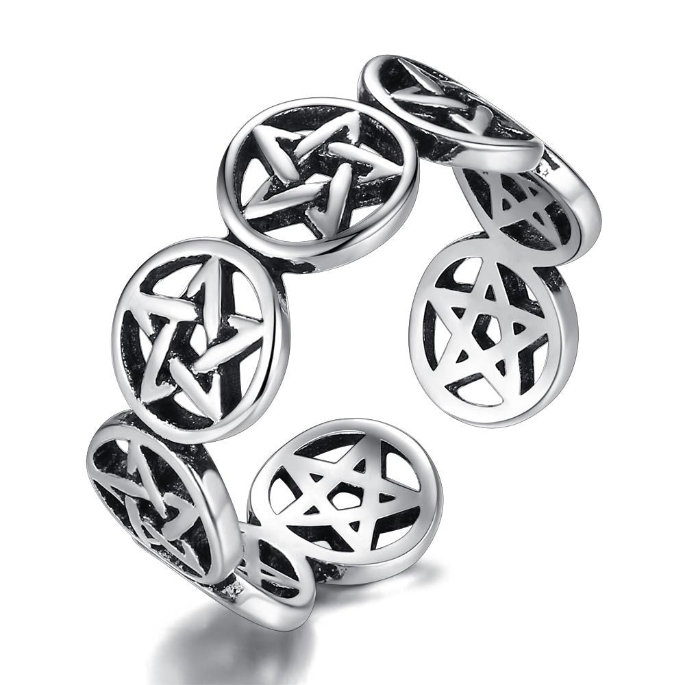 Imitation Thai Sier Five-pointed Star Open Index Rings