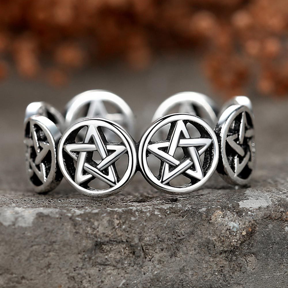 Imitation Thai Sier Five-pointed Star Open Index Rings