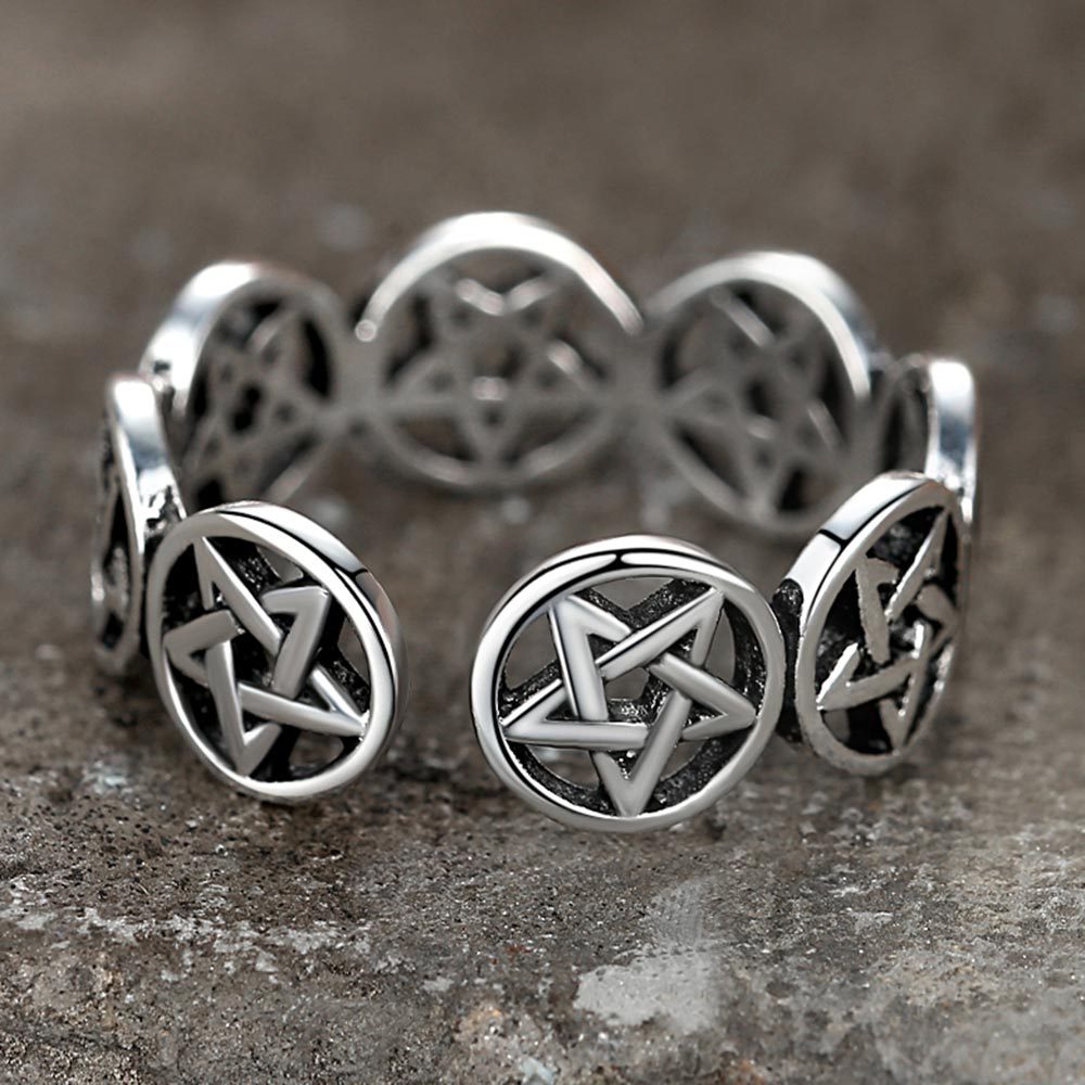 Imitation Thai Sier Five-pointed Star Open Index Rings