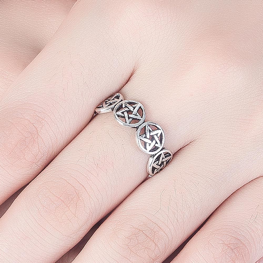 Imitation Thai Sier Five-pointed Star Open Index Rings