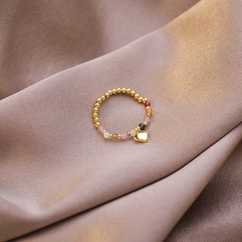 Perlmutt-Kristall-Stretch-Love-Herz-Kontrastringe