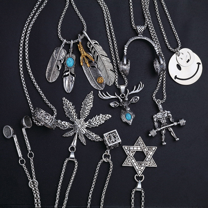 Colliers à pendentif en acier inoxydable Hip Hop Rock