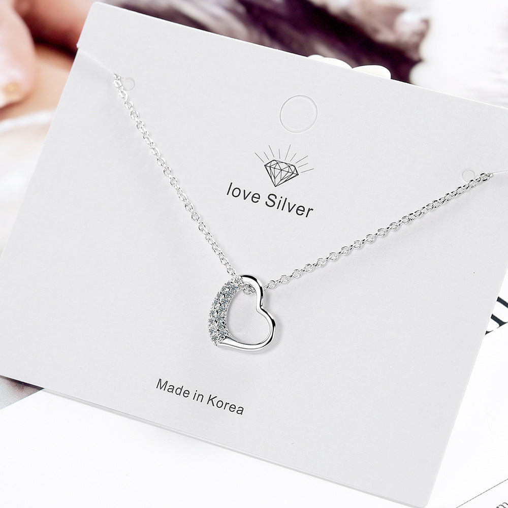 Women's Pendant Diamond Heart-shaped Short Clavicle Chain Necklaces