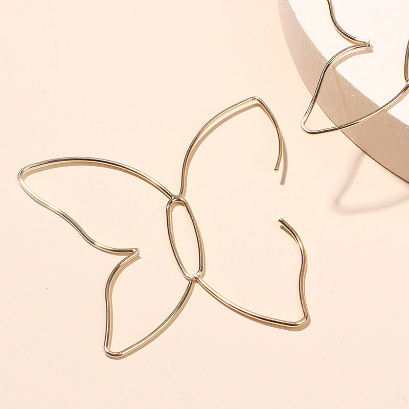 Butterfly Lines Hollow Ear Cold Wind Simple Graceful Exaggerated Earrings