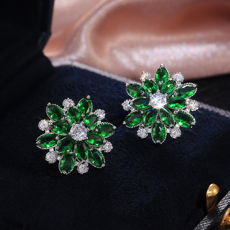 Women's Shi Luxury Sunflower Zircon Fashion Copper Earrings