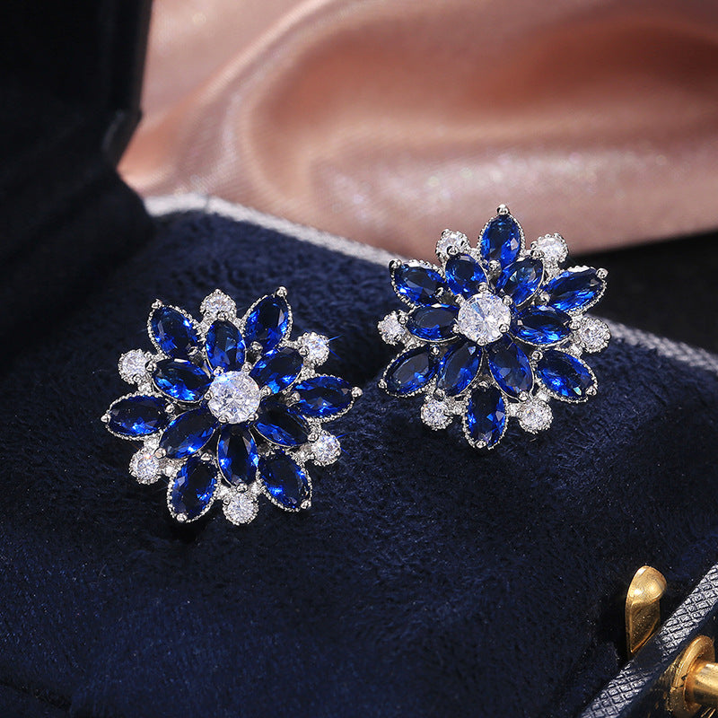 Women's Shi Luxury Sunflower Zircon Fashion Copper Earrings