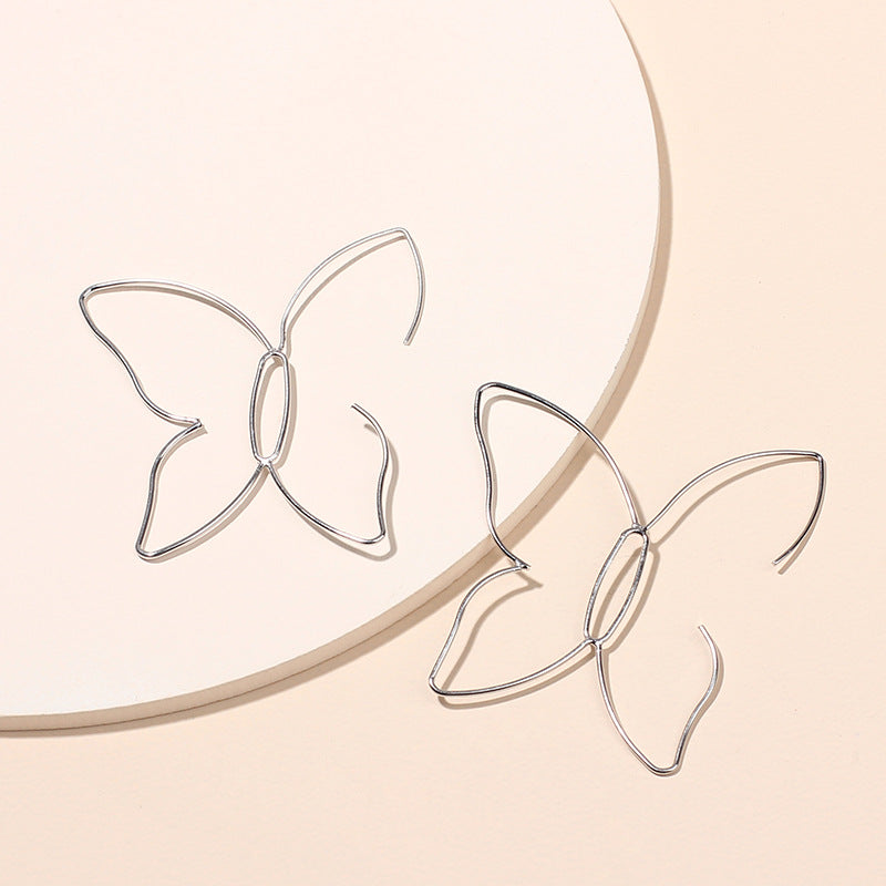 Butterfly Lines Hollow Ear Cold Wind Simple Graceful Exaggerated Earrings