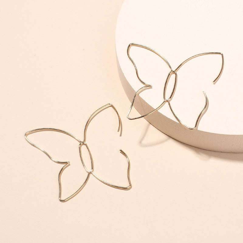 Butterfly Lines Hollow Ear Cold Wind Simple Graceful Exaggerated Earrings
