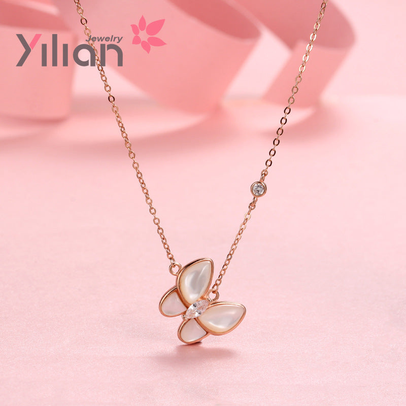 Colliers de clavicule de coquille blanche de pendentif de papillon de Sier