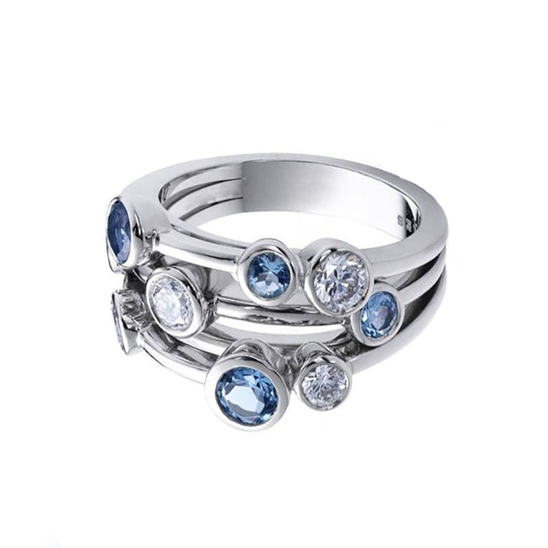 Three Lines Geometric Small Circle Two-color Rings