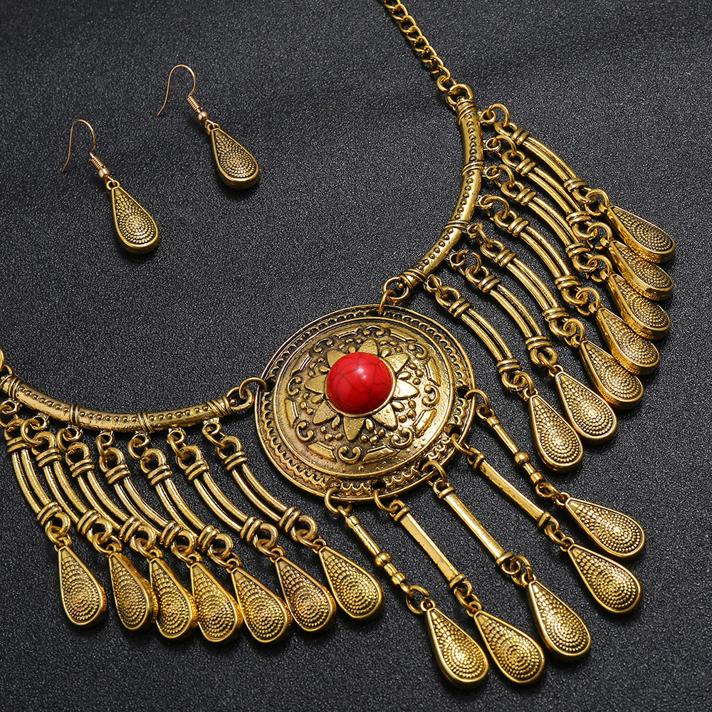 Costume à pampilles, colliers de clavicule à motif géométrique Vintage