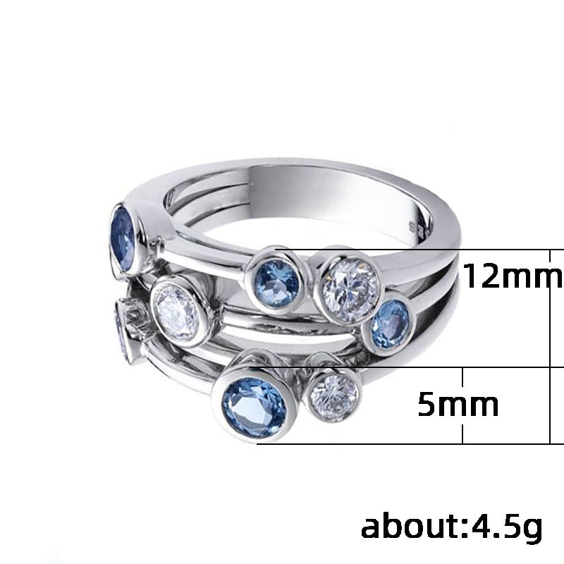 Three Lines Geometric Small Circle Two-color Rings