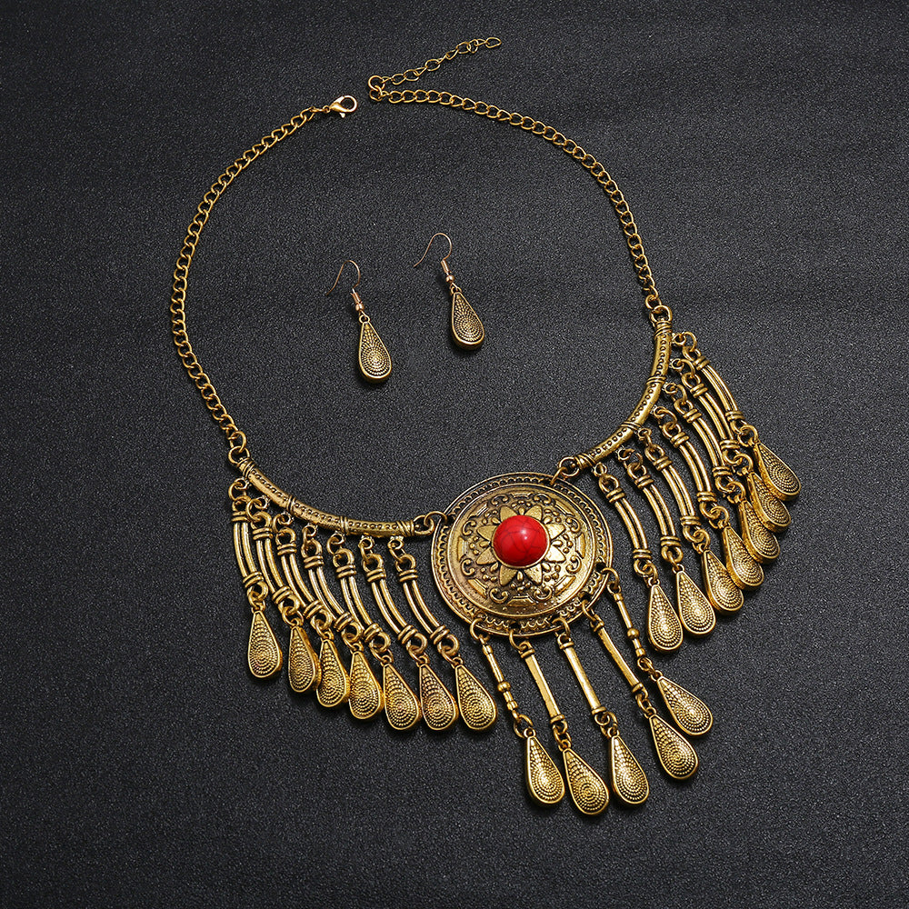 Costume à pampilles, colliers de clavicule à motif géométrique Vintage