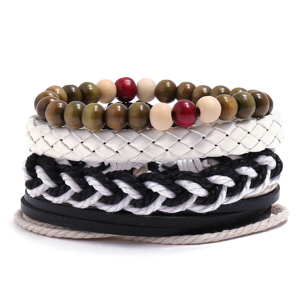 Women's & Men's & Vintage Weave Hemp Rope Genuine Leather Bracelets