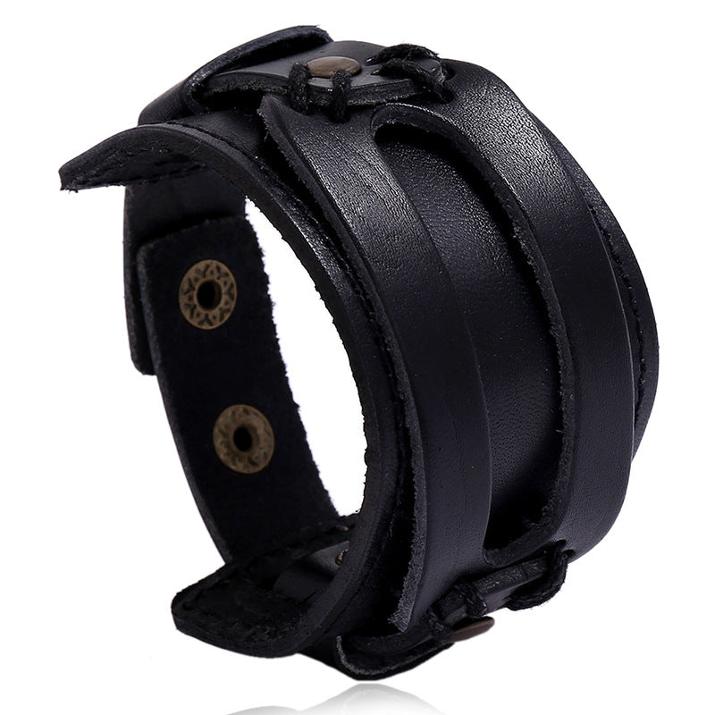 Men's Vintage Punk Style Cattle Leather Simple Bracelets