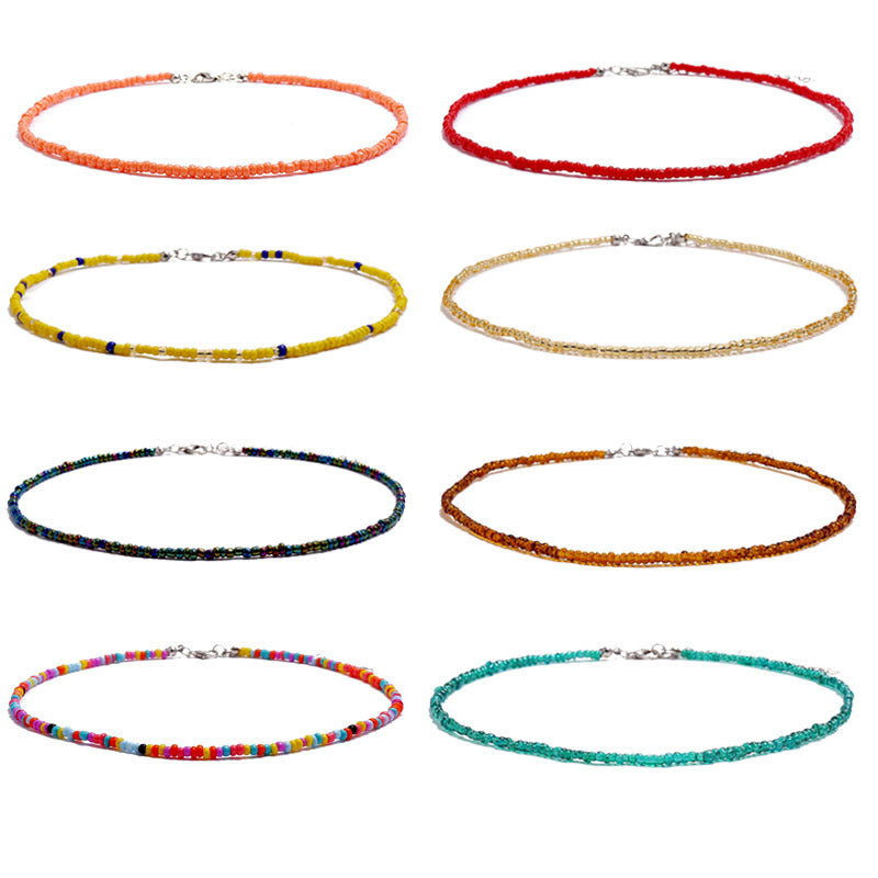Colliers de perles de couleur faits à la main, style bohémien, courts, à la mode, pour femmes
