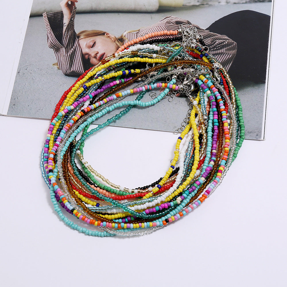 Colliers de perles de couleur faits à la main, style bohémien, courts, à la mode, pour femmes