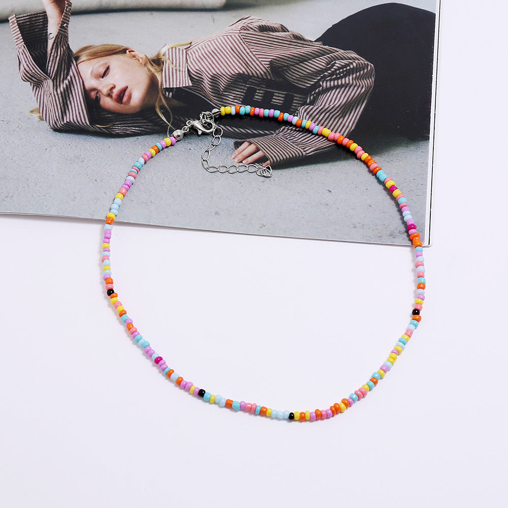 Colliers de perles de couleur faits à la main, style bohémien, courts, à la mode, pour femmes