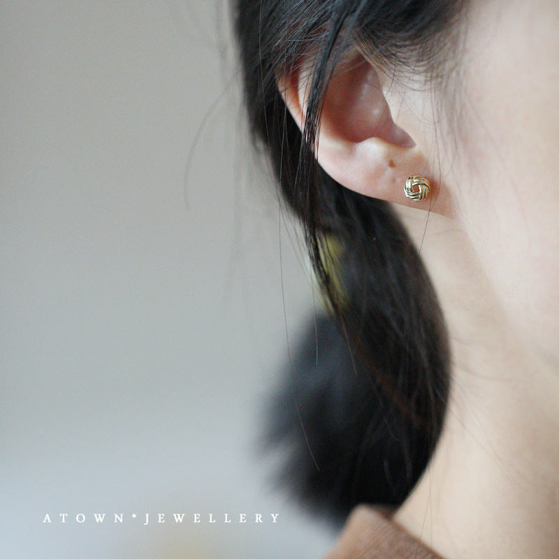 Women's Sterling Sier For Three-dimensional Wire Ball Earrings