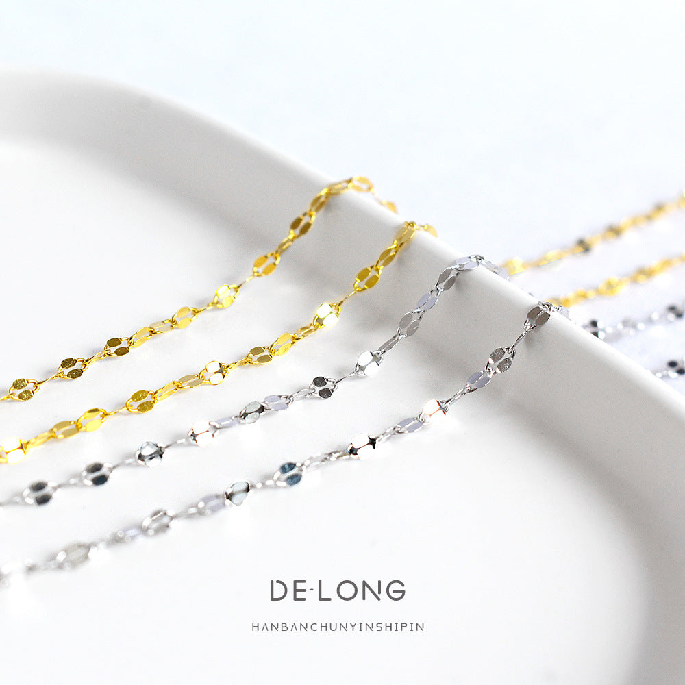 Women's Niche Design Wave Sparkling Sterling Sier Simple Necklaces