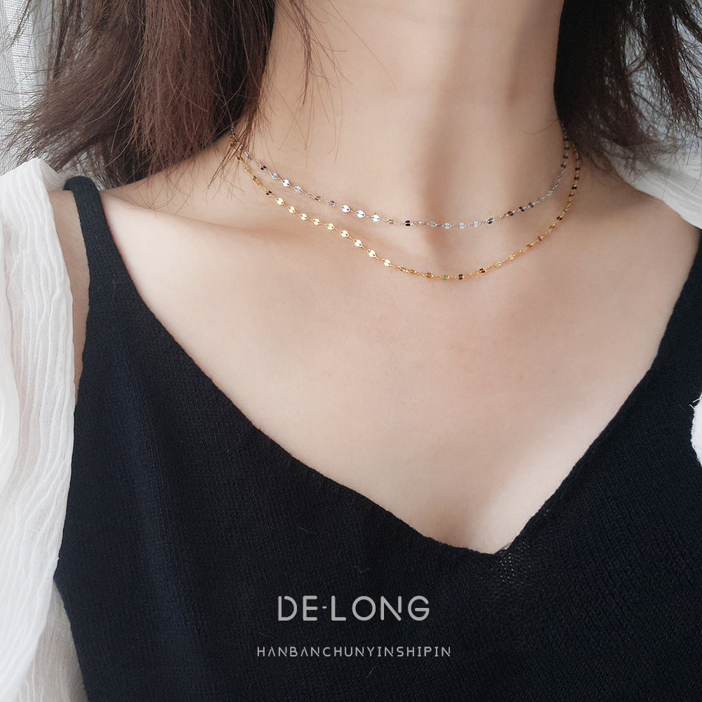 Women's Niche Design Wave Sparkling Sterling Sier Simple Necklaces