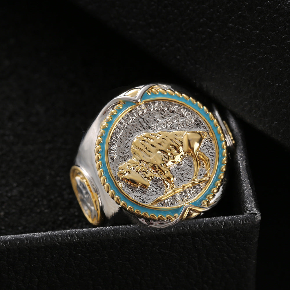 Memorial Buffalo Nickel Western-Denim-Wikingerringe für Herren