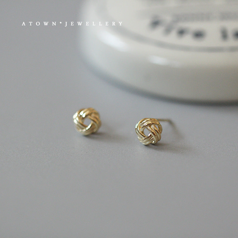 Women's Sterling Sier For Three-dimensional Wire Ball Earrings