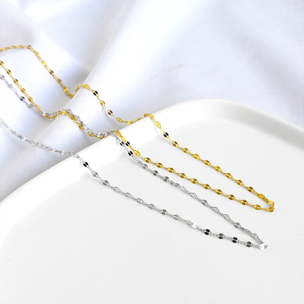 Women's Niche Design Wave Sparkling Sterling Sier Simple Necklaces