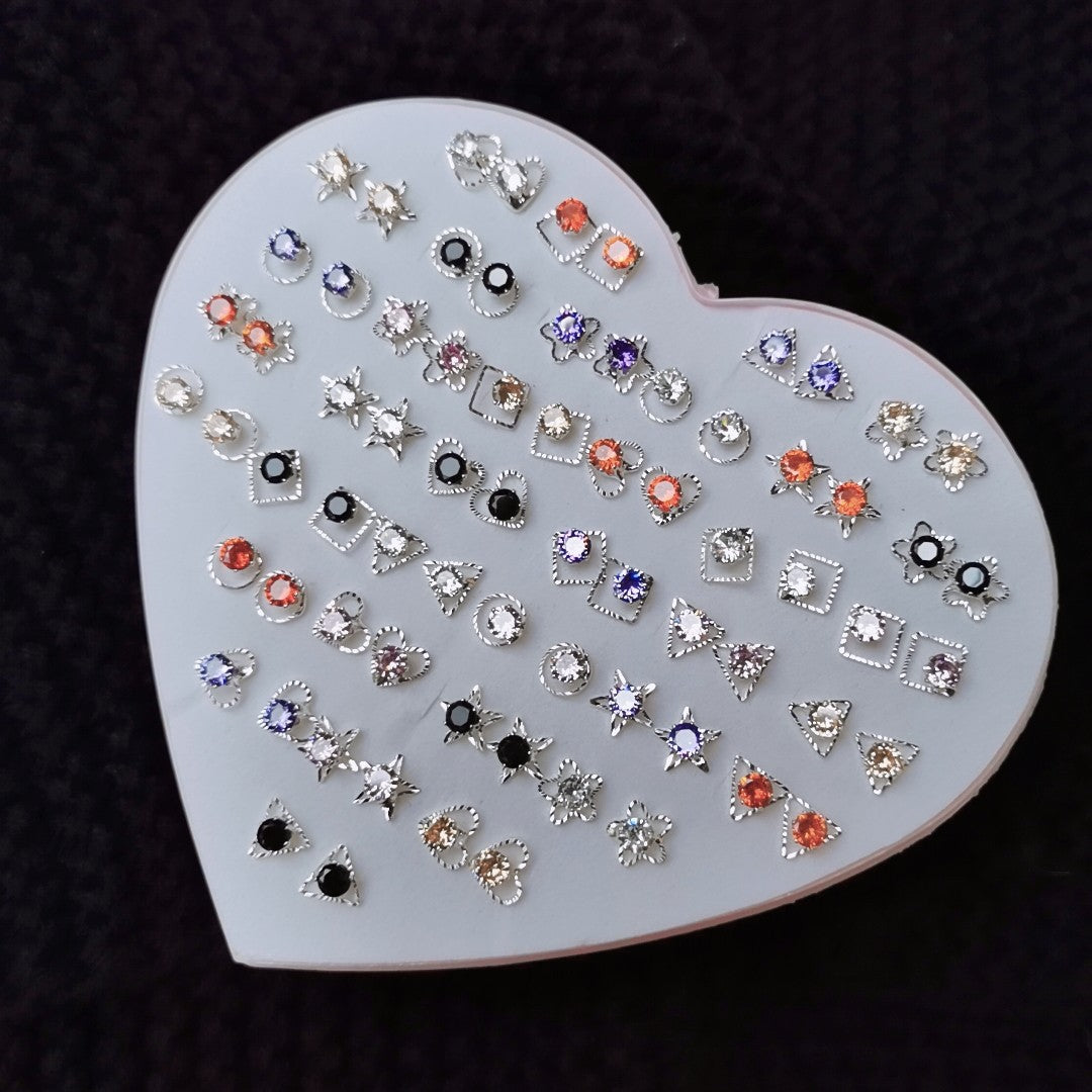 Boxed Ear Sier Needle Zircon Crystal Earrings