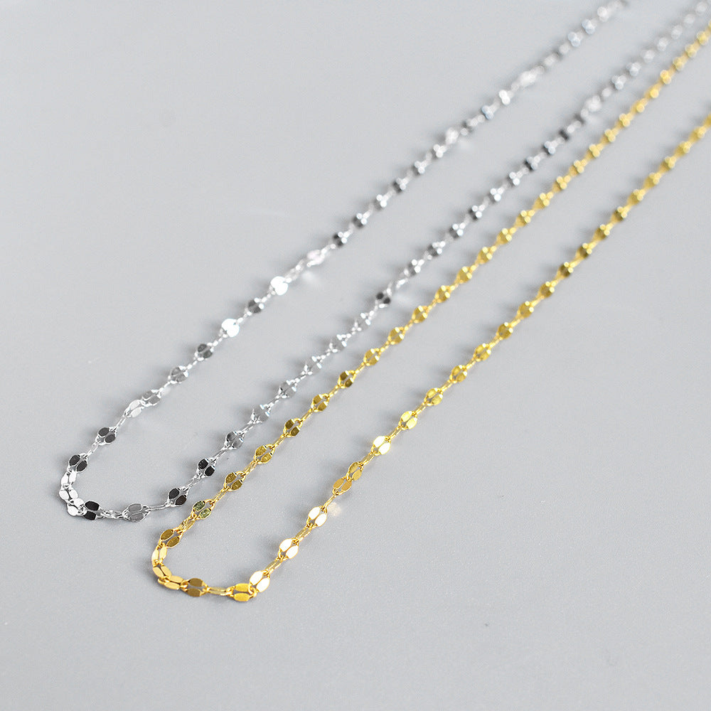 Women's Niche Design Wave Sparkling Sterling Sier Simple Necklaces