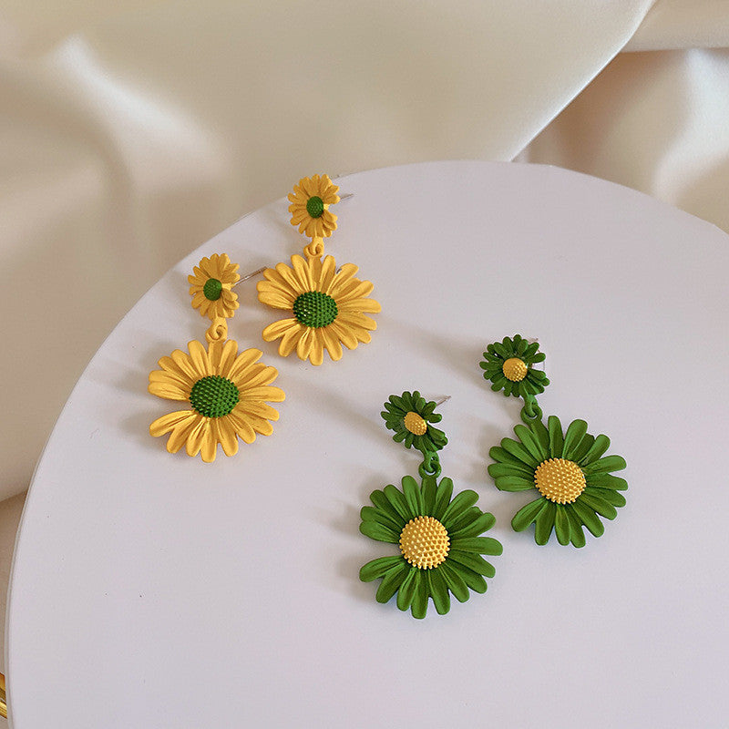 Sier Needle Female Little Daisy Stylish Simple Earrings