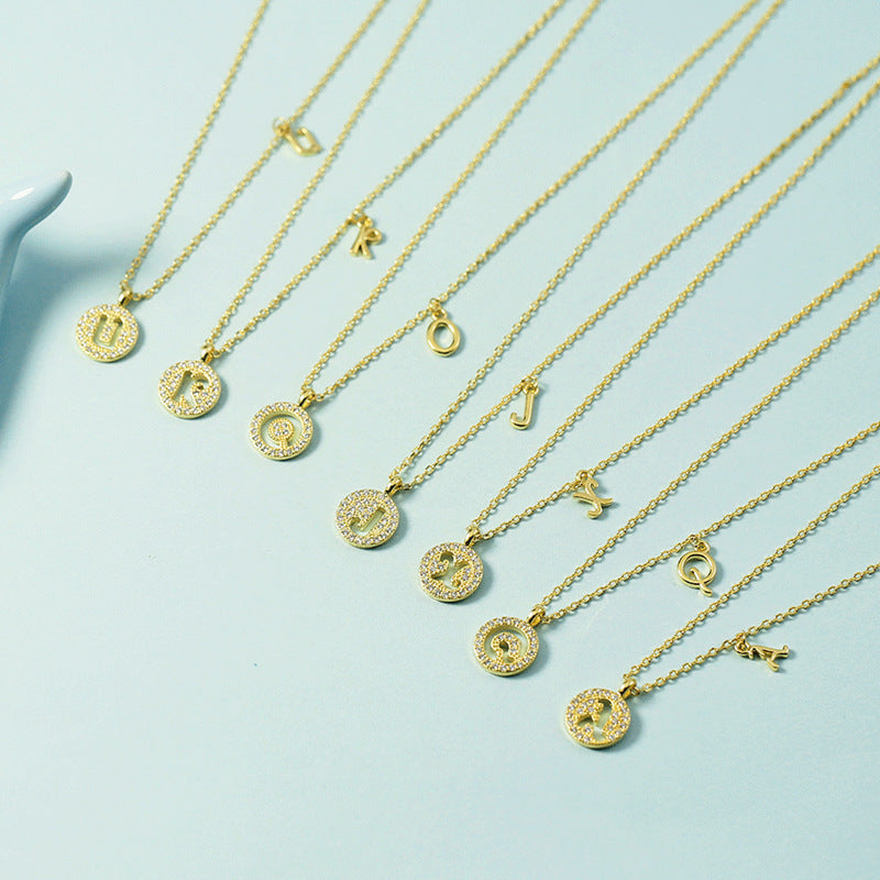 Lettre pour femme avec chaîne de clavicule incrustée de diamants, colliers tendance