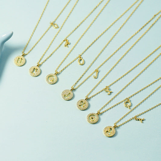 Lettre pour femme avec chaîne de clavicule incrustée de diamants, colliers tendance