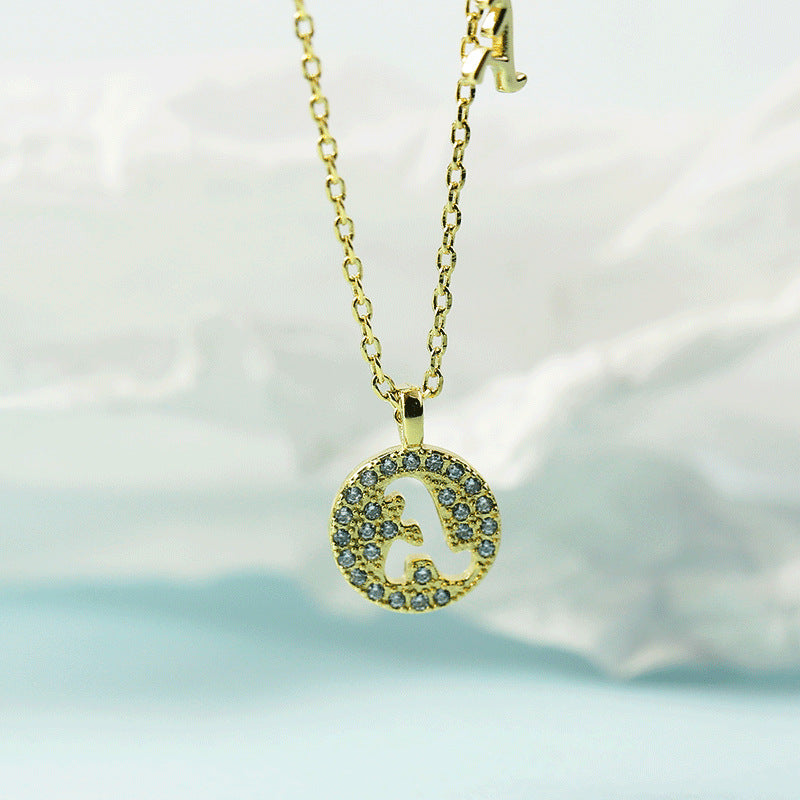 Lettre pour femme avec chaîne de clavicule incrustée de diamants, colliers tendance