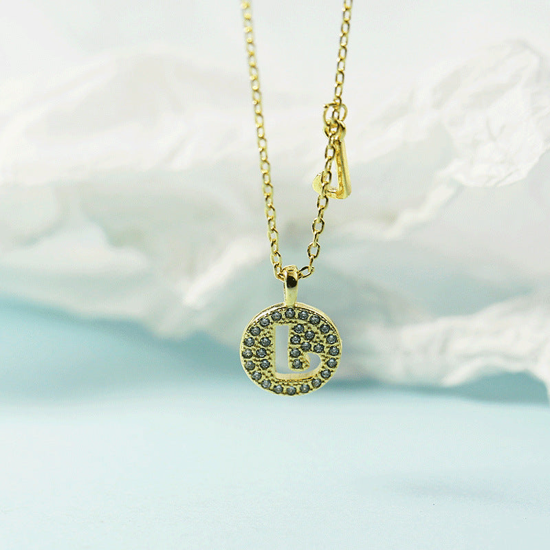 Lettre pour femme avec chaîne de clavicule incrustée de diamants, colliers tendance