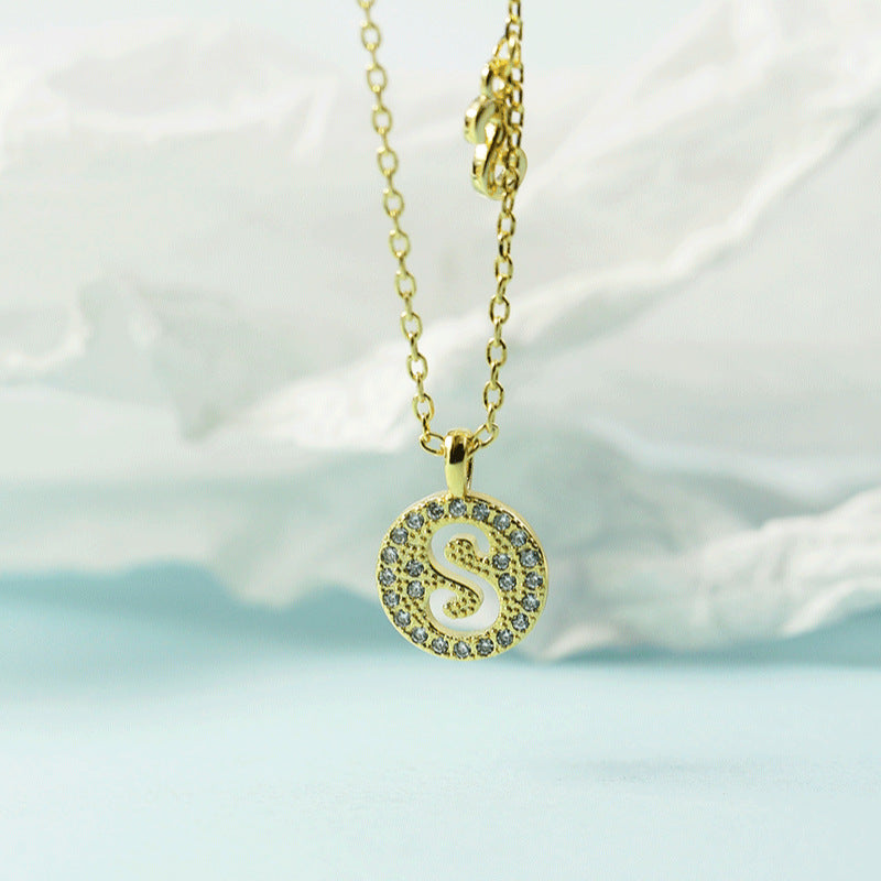 Lettre pour femme avec chaîne de clavicule incrustée de diamants, colliers tendance