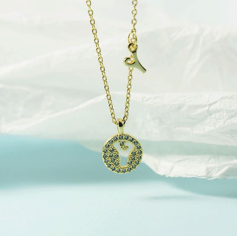 Lettre pour femme avec chaîne de clavicule incrustée de diamants, colliers tendance