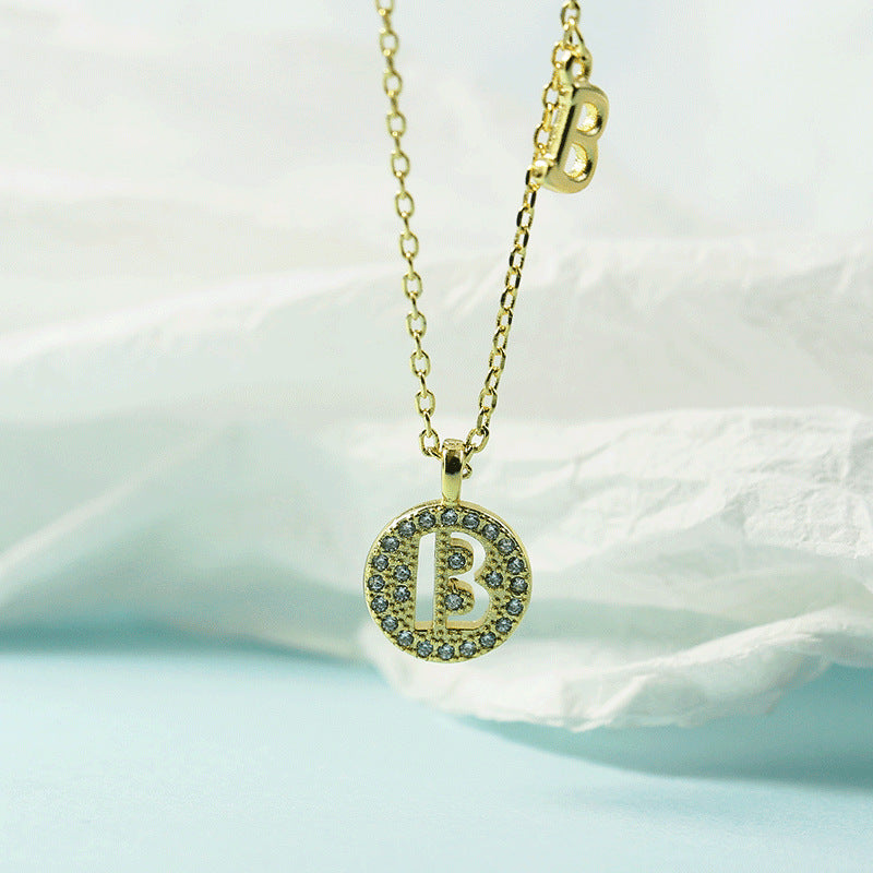 Lettre pour femme avec chaîne de clavicule incrustée de diamants, colliers tendance