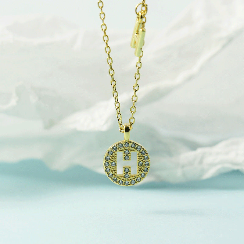 Lettre pour femme avec chaîne de clavicule incrustée de diamants, colliers tendance