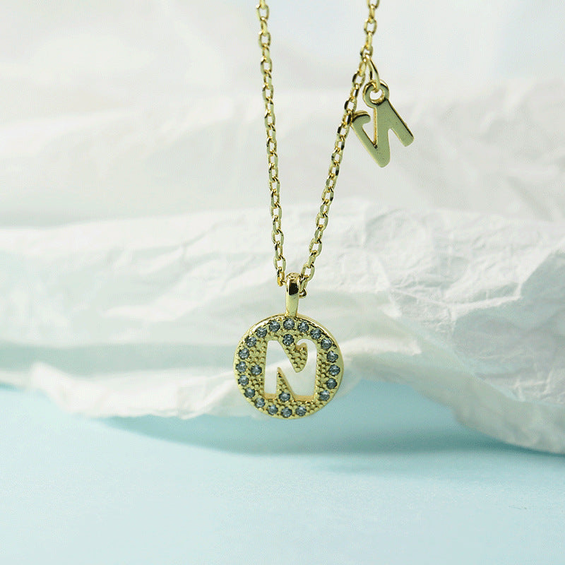 Lettre pour femme avec chaîne de clavicule incrustée de diamants, colliers tendance